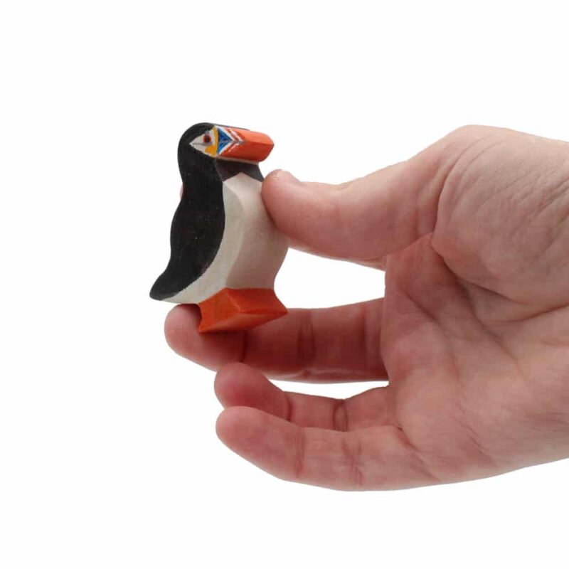 Atlantic Puffin in Hand Wooden Bird