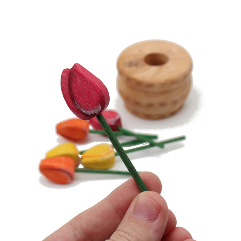 Basket of Tulips Wooden Flowers in Hand - by Good Shepherd Toys