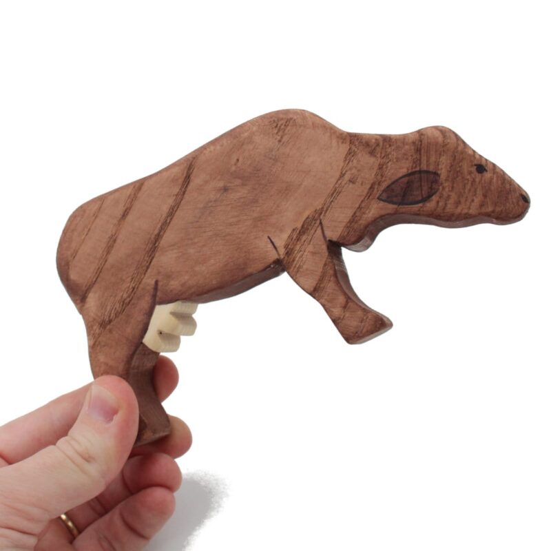 Brown Cow Wooden Figure in Hand - by Good Shepherd Toys