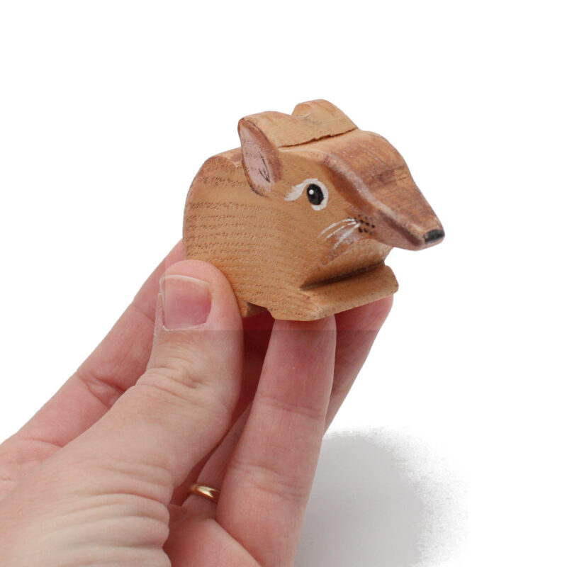 Elephant Shrew Wooden Figure in Hand - by Good Shepherd Toys