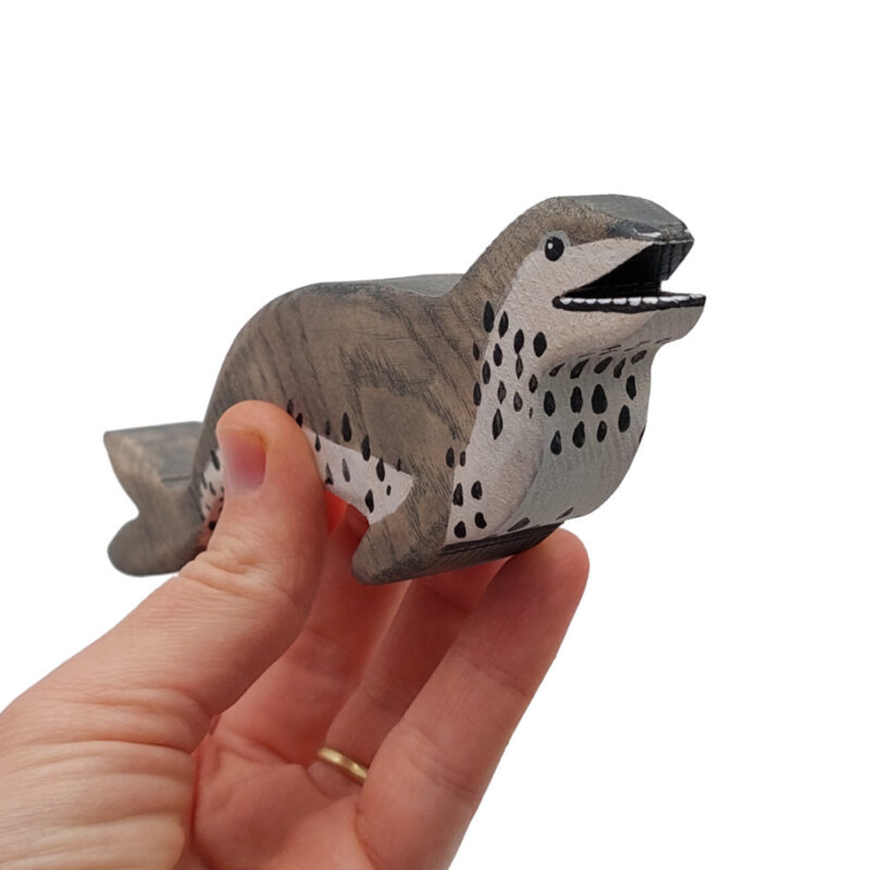 Leopard Seal Wooden Figure in Hand - by Good Shepherd Toys